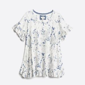 Blouse with Ruffle Sleeves and Hem